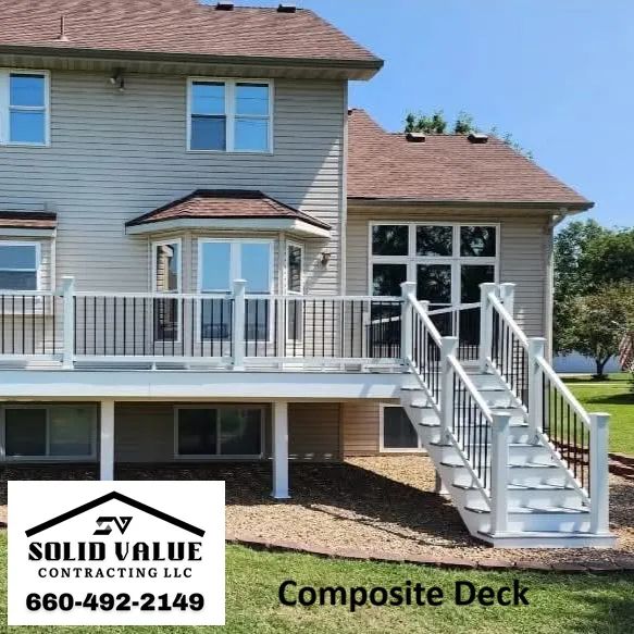 Composite deck built onto a home in Clinton, Missouri