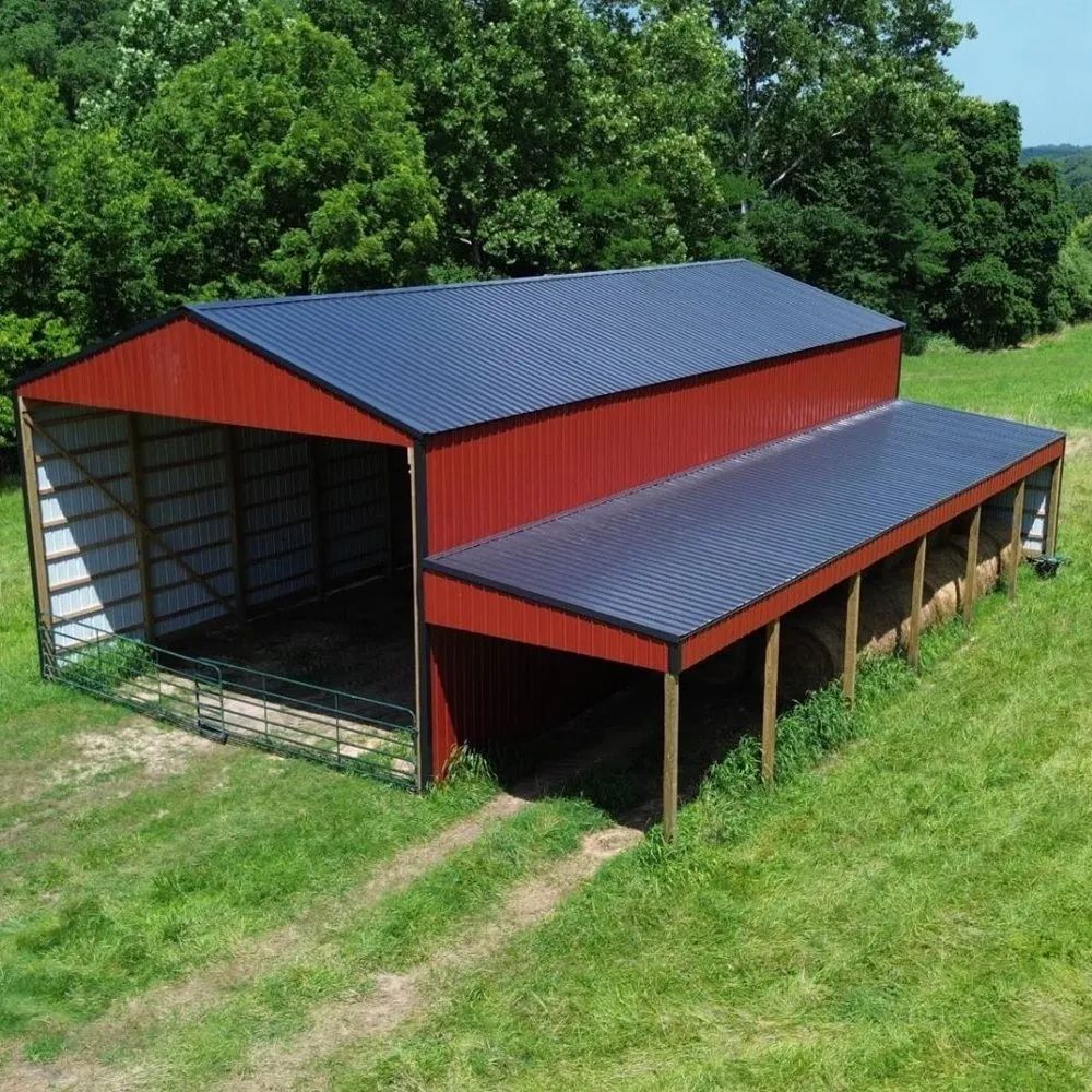 Custom post-frame pole barn with overhead doors on a rural Missouri property