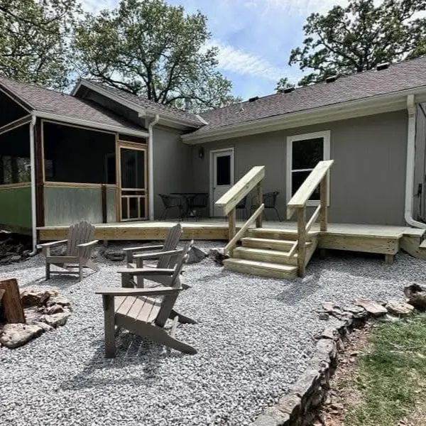 Wood deck attached to a home in Osceola, Missouri